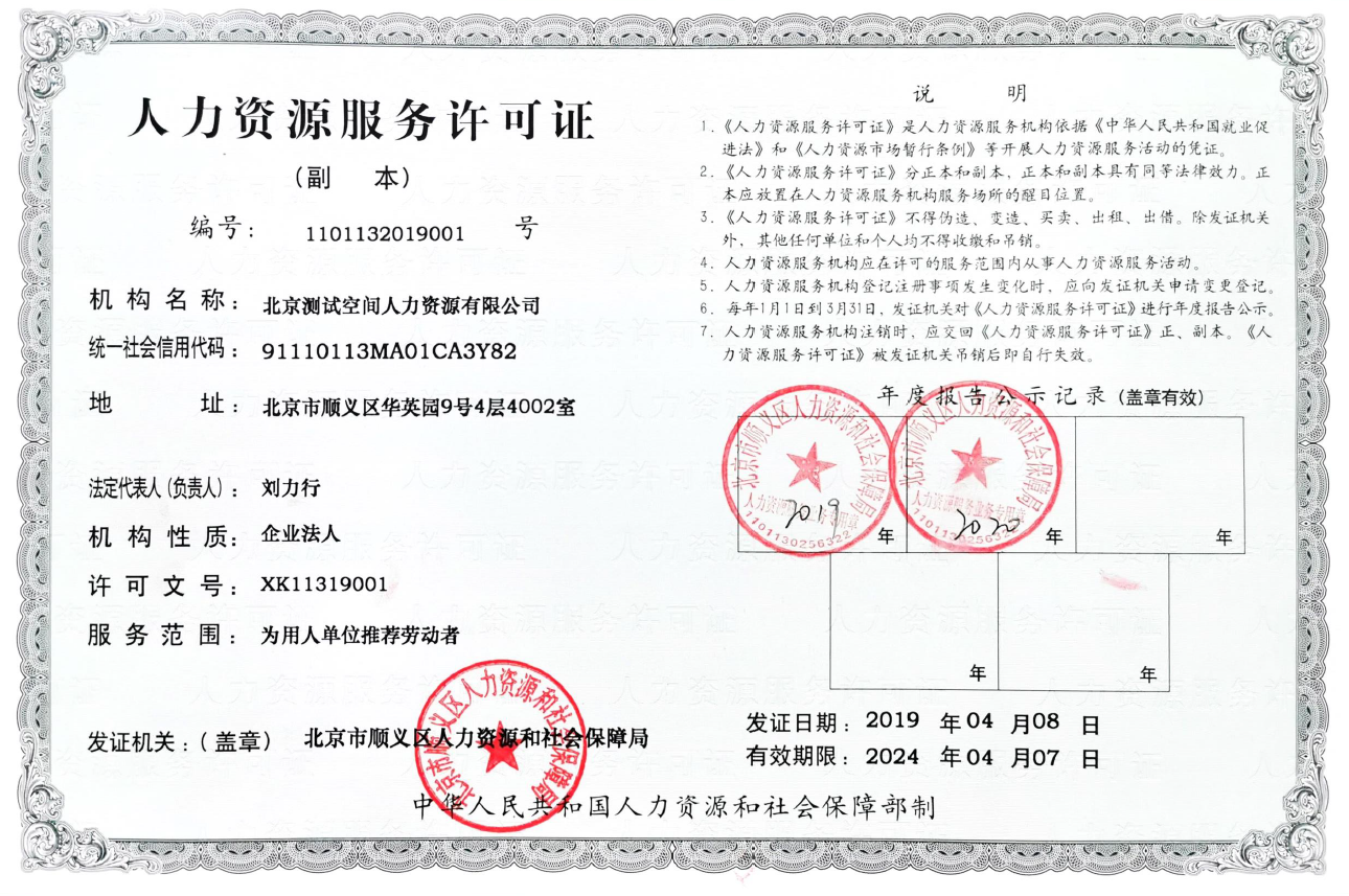 人力資源服務許可證